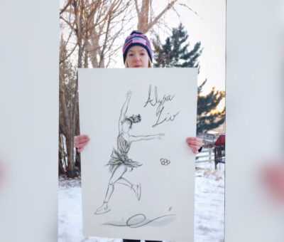 Sonja Hilmer Gifts Team USA Skaters Custom Ink Portraits in Milan